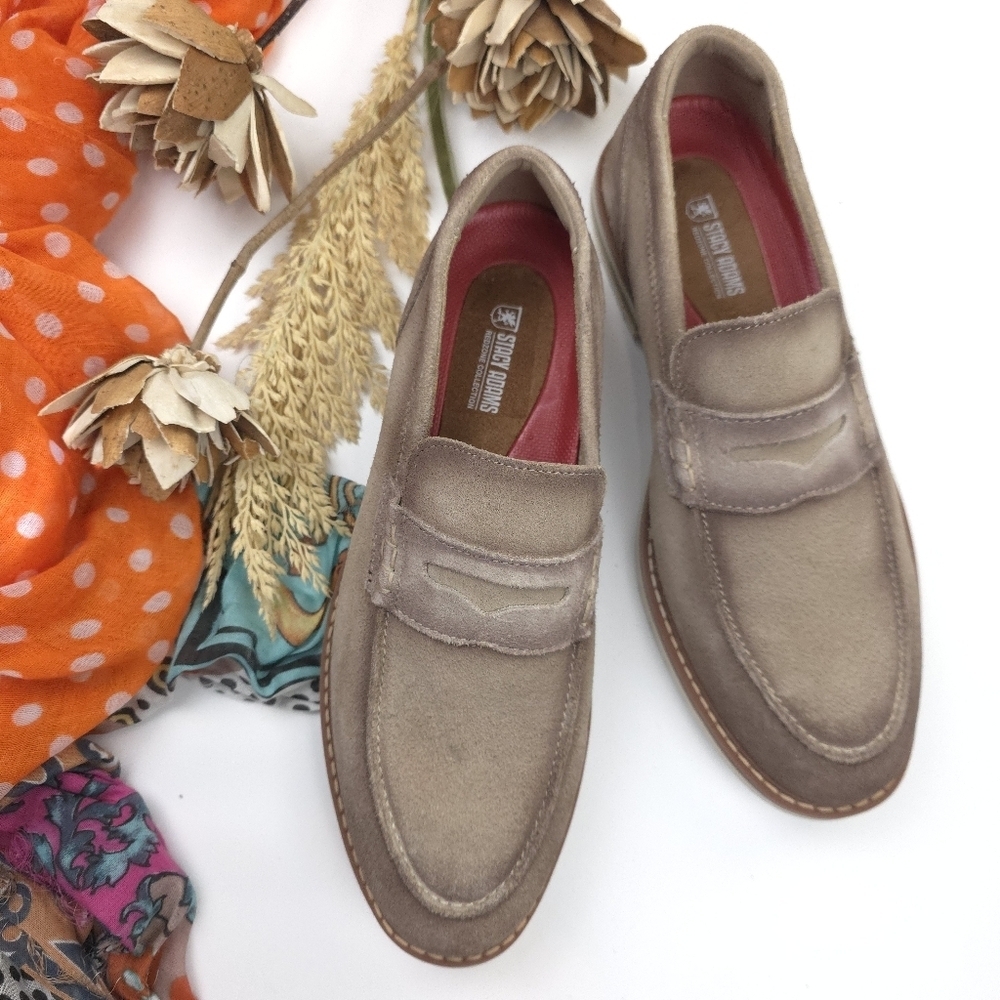 Stacy Adams Redzone Collection Taupe Suede Penny Loafers for Men Sz 8M